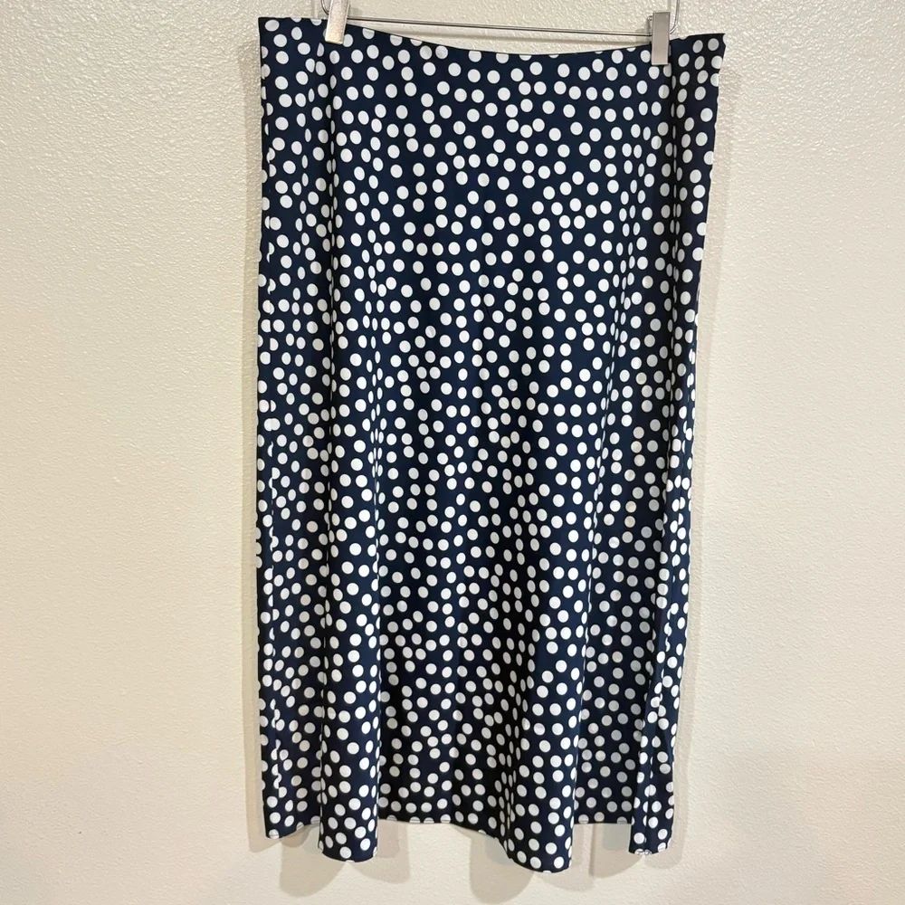 J.Crew Pull-On Silky Slip Skirt in Navy Dots Soft Grunge 1990s Size XL NWT - Picture 4 of 11